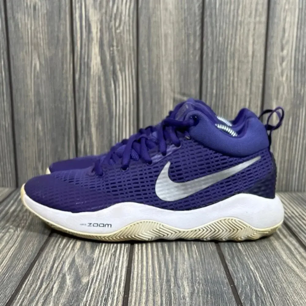 Nike Zoom Rev TB Basketball Shoes Sneakers Y5.5 W7 Purple Silver 922048-500‎